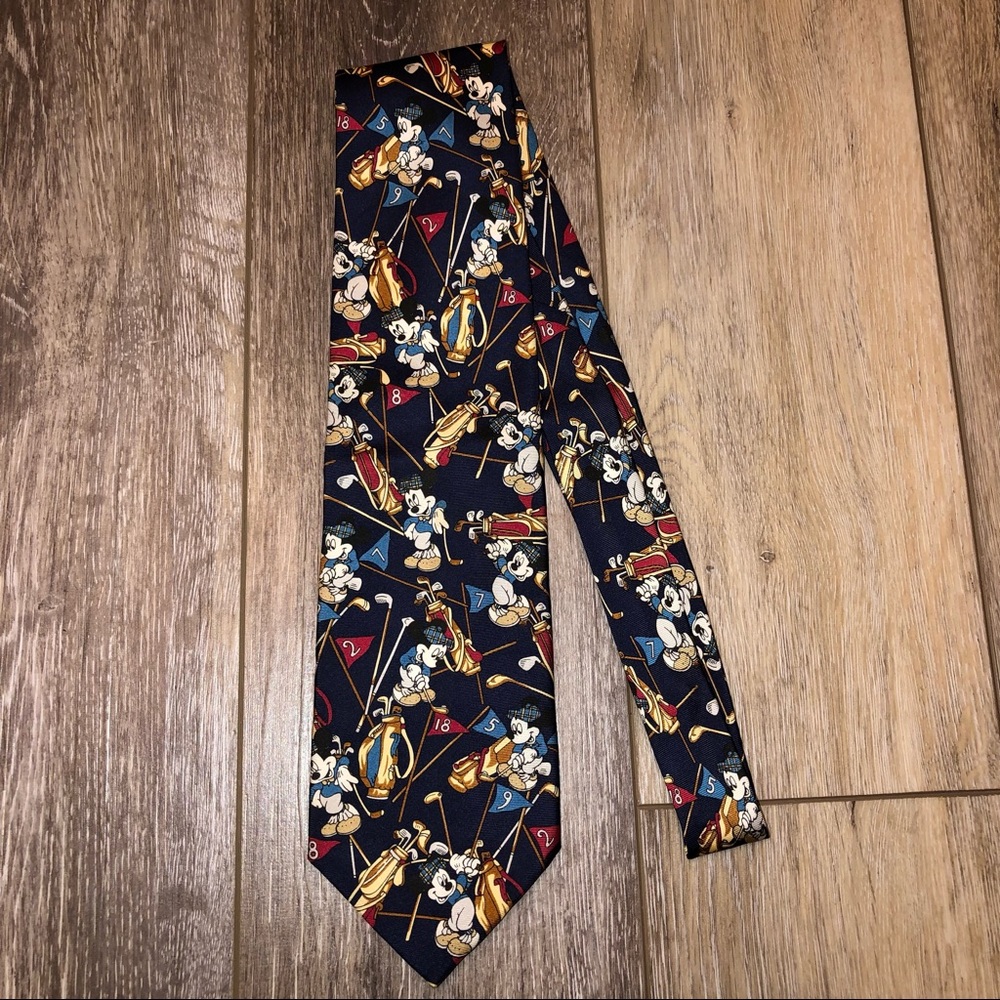Vintage DISNEY Mickey Mouse by TIE RACK Made in Italy Silk Neck Tie Golfing GUC